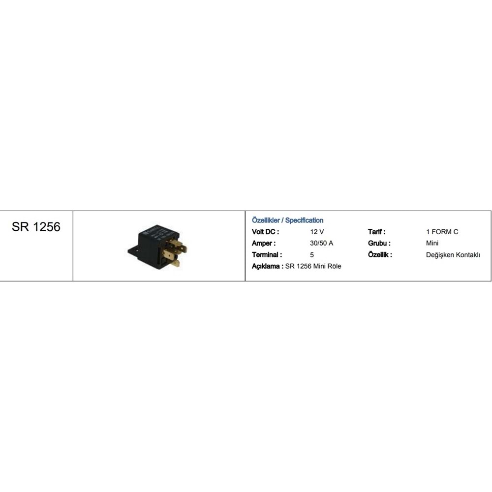12V MİNİ ROLE 50A 5 UÇLU
