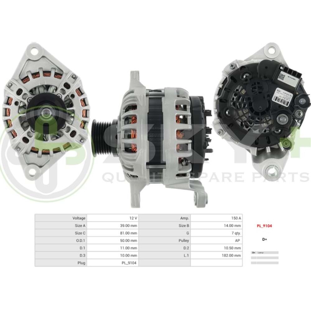 ALTERNATÖR 12V 150A BOSCH TİP FİAT DUCATO İVECO DAILY(F000BL07CV - F000BL07CU)