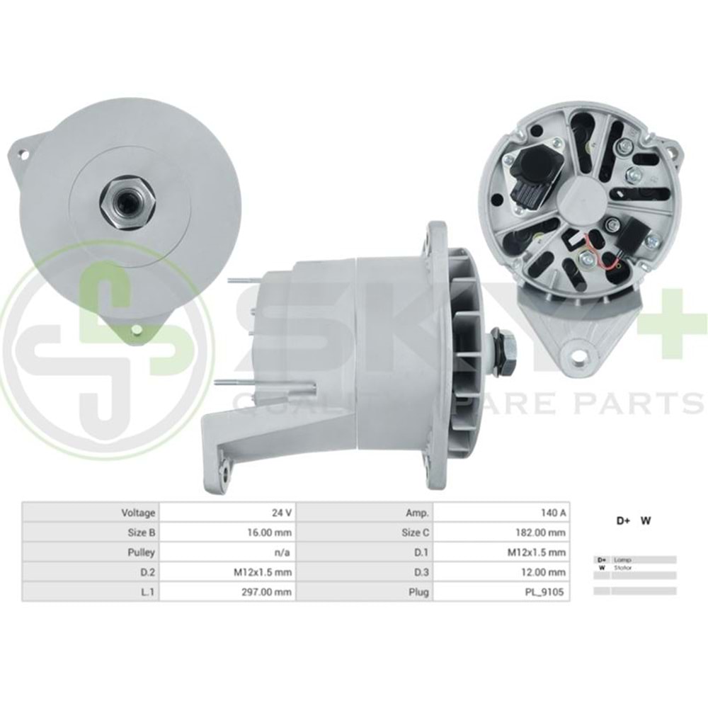 ALTERNATÖR 24V 140A BOSCH TİP MERCEDES AXOR TRAVEGO 302-303-304 ALTT145