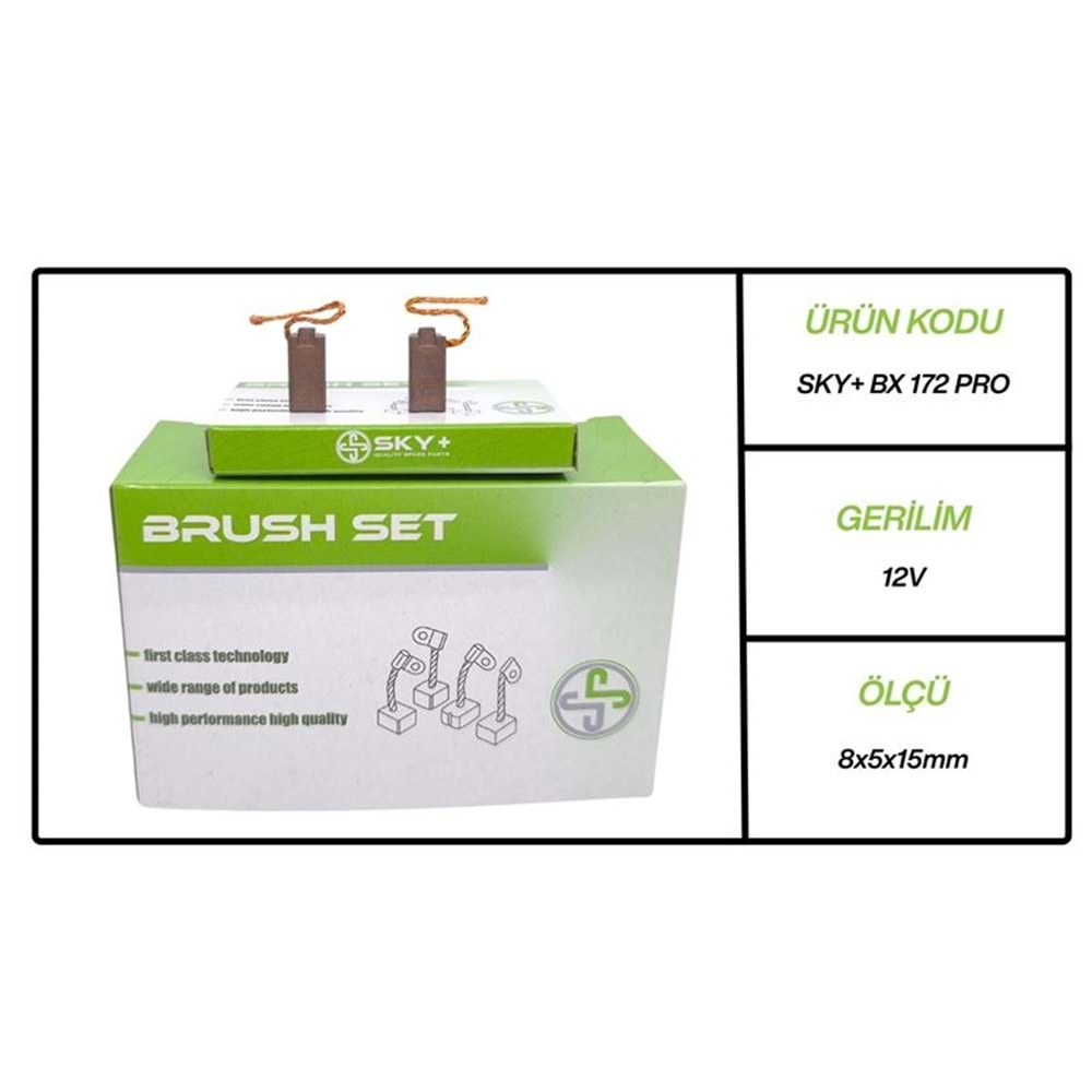 ALTERNATOR KÖMÜRÜ BX172 MEGA 12V AUDI / BMW / MERCEDES BENZ / JOHN DEERE / FORD / MAGIRUS / VOLVO KAMYON (8 X 5×15.5)