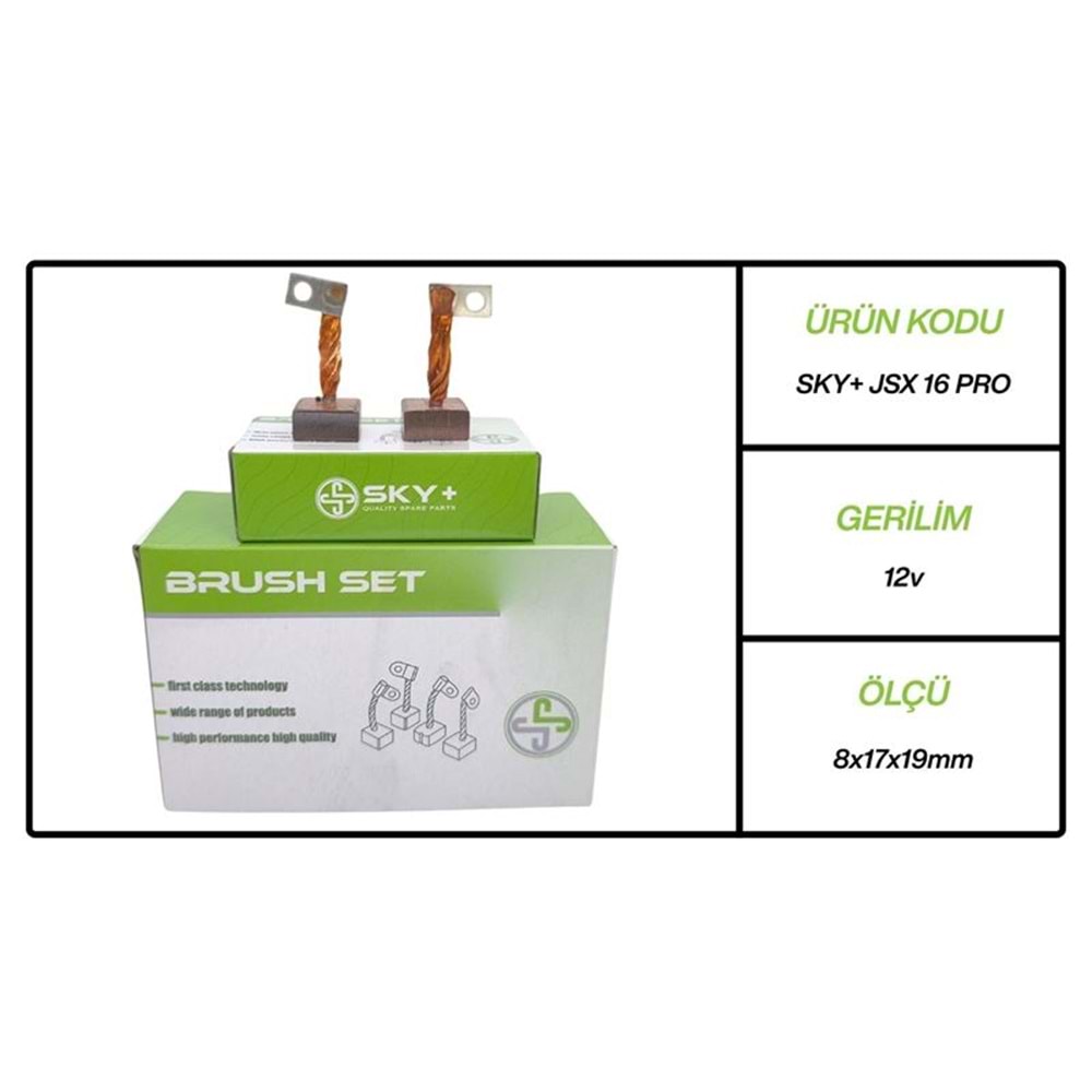 MARS MOTORU KÖMÜRÜ JSX16 MEGA 12V RENAULT / TOFAS MURAT 124 - DOGAN - SAHIN / FIAT TEMPRA 1.3 / RENAULT 12 / SEAT RONDA (8 X 17 X