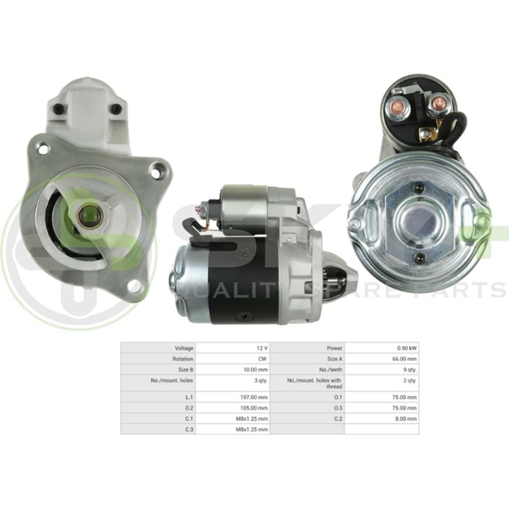 MARŞ MOTORU 12V 9DİŞ VALEO TİP RENAULT 12 RENAULT TOROS