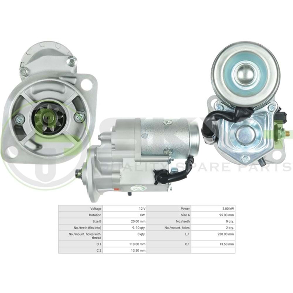 MARŞ MOTORU 12V 9DİŞ DENSO TİP ISUZU NKR PICK-UP KOMATSU DAEWOO FORKLİFT