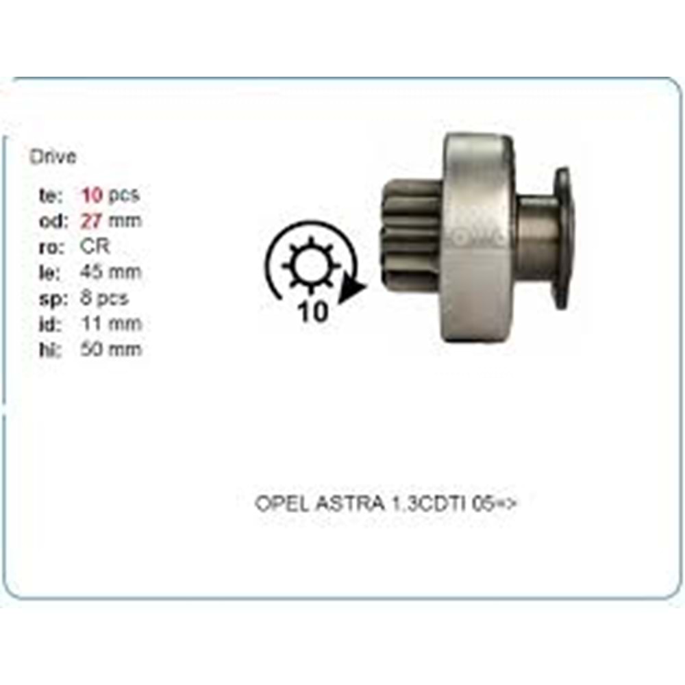 MARŞ DİŞLİSİ TS18E331 OPEL ASTRA H 1.3 CDTI