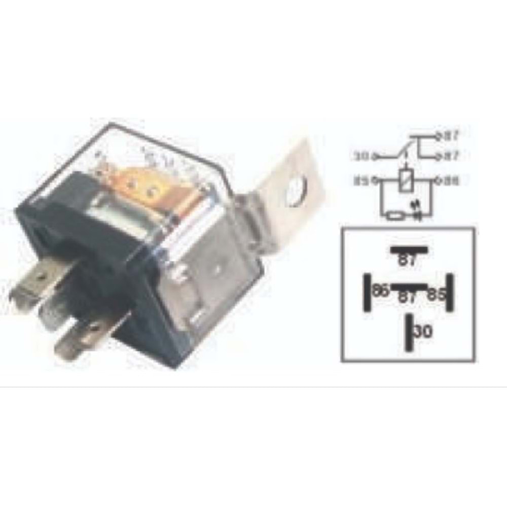 ROLE 12V.30A.5P.TEK PLATIN SEFFAF LED AYAK