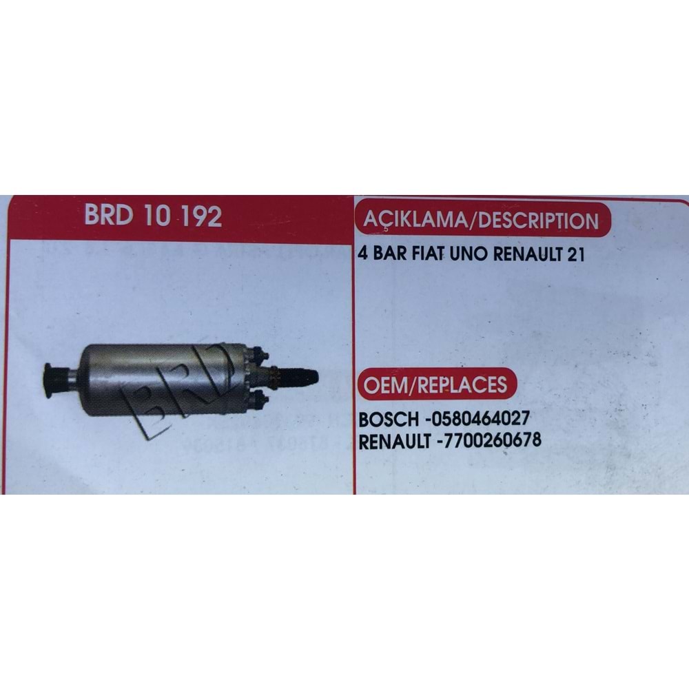 BENZIN POMPASI 4 BAR FIAT UNO-RENAULT 21