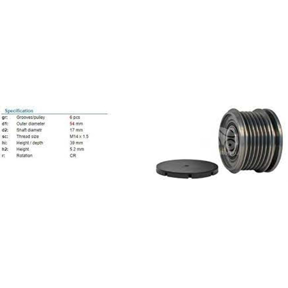 ALT RULMANLI KASNAK DOBLO DUCATO FORD C.MAX 1,6TDCI-FOCUS 1,6TDCI 6 Kanal DENSO TIP F-565229 F-56886