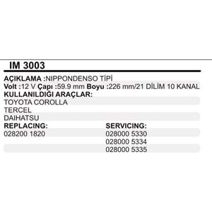 MARS KOLLEKTOR 12V 10 KANAL NIPPODENSO TIPI TOYOTA COROLLA TERCEL DAIHATSU