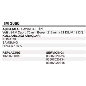 MARS KOLLEKTOR 24V 12 DIS PAL MAGNETON TIPI KOMATSU SAMSUNG HINO D 155 A