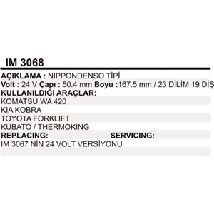 MARS KOLLEKTOR 24V 19 DIS NIPPODENSO TIPI KOMATSU WA 420 KIA KOBRA TOYOTA FORKLIFT KUBATO THERMOKING