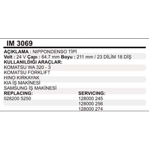 MARS KOLLEKTORU 24V 18 DIS N.DENSO TIPI KOMATSU WA 320-3 FORKLIFT HINO KIRKAYAK KIA SAMSUNG