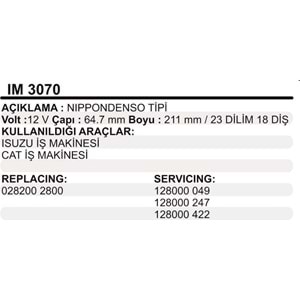 MARS KOLLEKTOR 12V 18 DIS NIPPODENSO TIPI ISUZU CAT IS MAKINESI