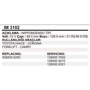MARS KOLLEKTOR 12V 9 DIS NIPPODENSO TIPI TOYOTA HIACE CORONA FORKLIFT CAMRY