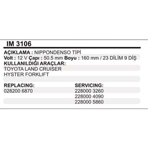 MARS KOLLEKTOR 12V 9 DIS NIPPODENSO TIPI TOYOTA LAND CRUISER HYSTER FORKLIFT