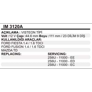 MARS KOLLEKTOR IM 3120/A KOLL VISTEON FIESTA/FUSION 1.4TDCI