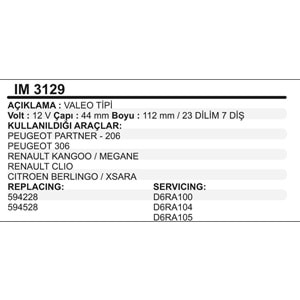 MARS KOLLEKTOR 12V 7 DIS VALEO TIPI PEUGEOT PARTNER 206 RENAULT KANGOO MEGANE CLIO CITROEN BERLINGO