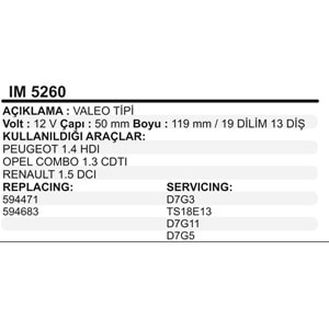 MARS KOLLEKTORU 12V 13 DIS VALEO TIPI PEUGEOT 1,4 HDI OPEL COMBO 1,3 CDTI RENAULT 1,5 DCI