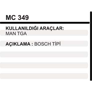 MARS PINYON KAPAK BOSCH T 231 MAN TGA