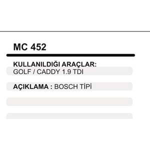 MARS PINYON KAPAK BOSCH TIP VW CADDY 1,9 TDI GOLF