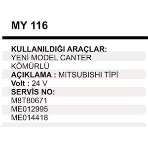 MARS YASTIK KOMURLU 24V YM MITSUB