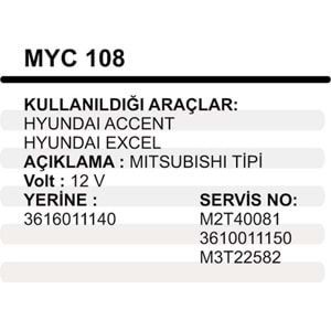 MARS YASTIGI GOVDELI 12V HYUNDAI 49010