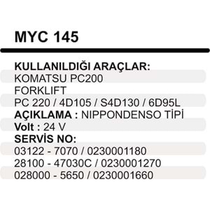 MARS YASTIGI GOVDELI KOMATSU 24V