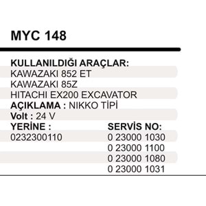MARS YASTIK GOVDELI 24V KAWAZAKI 852 ET