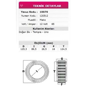 ALT STATOR DOGAN SLX TEMPRA UNO 12V 65A 120512