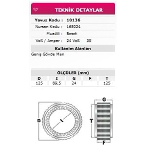 ALT STATOR GENIS GOVDE MAN 24V 35A 165024