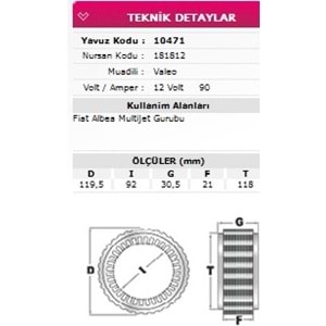 ALT STATOR FIAT ALBEA MULTIJET 12V 90A 181812