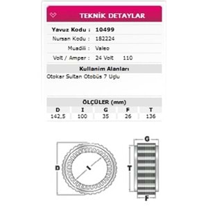 ALT STATOR OTOKAR SULTAN OTOBUS 7 UCLU 24V 110A 182224