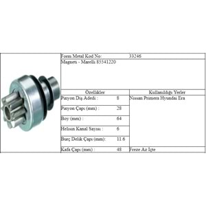 M.DİŞLİ 8 DİŞ NISSAN PRIMERA 6 KANAL