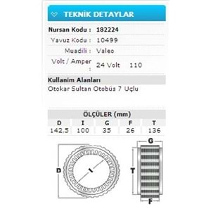 24V 110A OTOKAR SULTAN OTOBÜS 7 UÇLU 10499