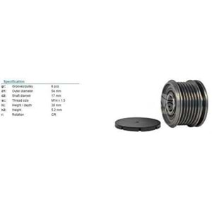 ALT RULMANLI KASNAK DOBLO DUCATO FORD C.MAX 1,6TDCI-FOCUS 1,6TDCI 6 Kanal DENSO TIP F-565229 F-56886