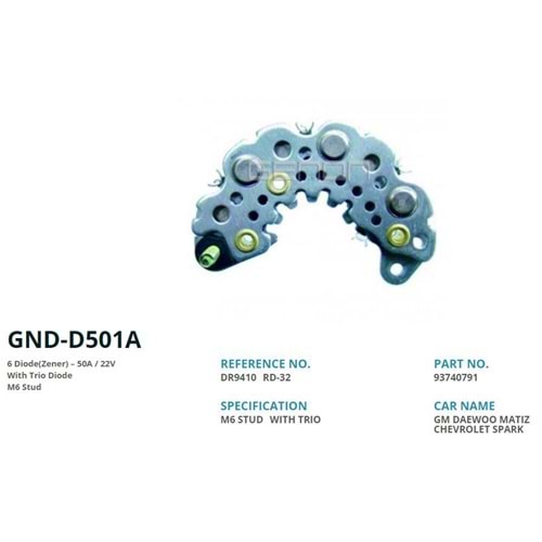 ALTERNATOR DIOT TABLASI DAEWOO MATIS / CHEVROLET SPARK IKAZ DIOT (6 DIOT) M6