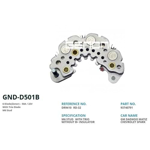 ALTERNATOR DIOT TABLASI DAEWOO MATIS / CHEVROLET SPARK IKAZ DIOT (6 DIOT) M6