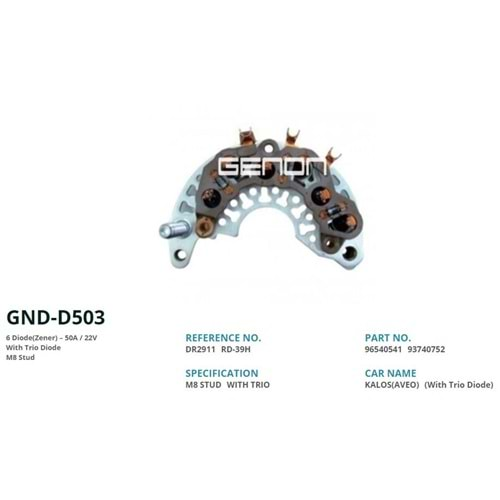 ALTERNATOR DIOT TABLASI CHEVROLET KALOS / AVEO (GNR-D011 KONJ. AIT) (6 DIOT) M8