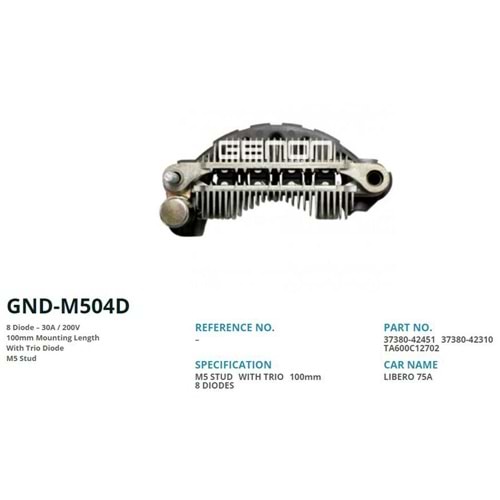 ALT. DIOT TABLASI 75 AMP HYUNDAI 100mm (8 DIOT) M5