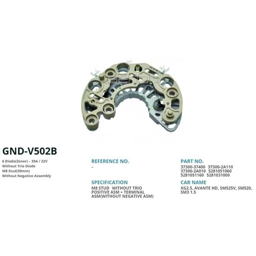 ALTERNATOR DIOT TABLASI VALEO KOREA SERI ALTERNATOR ICIN HYUNDAI ACCENT / ERA / GETZ / KIA CERATO / RIO 1.5 CRDI 30mm (6 DIO