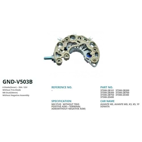 ALTERNATOR DIOT TABLASI HYUNDAI AVANTE HD - MD - KE - K5 - YF SONATA - ELENTRA 34mm (6 DIOT) M8 (Wıthout Negatıve)