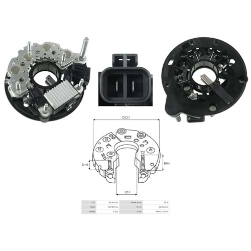 ALT. DIOT TABLASI 12V HYUNDAI ELENTRA - SANTA FE 2.0 CRDI (RECTIFIER+REGULATOR) (UWA-3690)