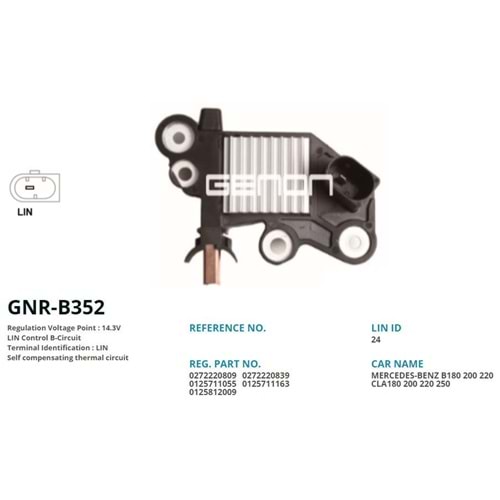 ALTERNATOR KONJEKTOR 12V MERCEDES A160 - C180 1.6 - E200 - E250 2.0 (LIN)