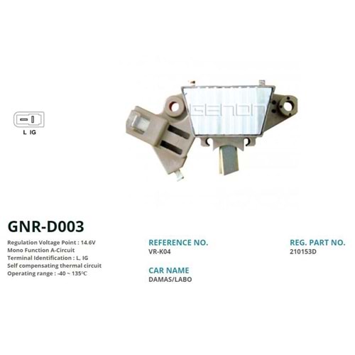 ALT. KONJEKTOR 12V DAEWOO DAMAS 75 AMP YAN FIS (L, IG)