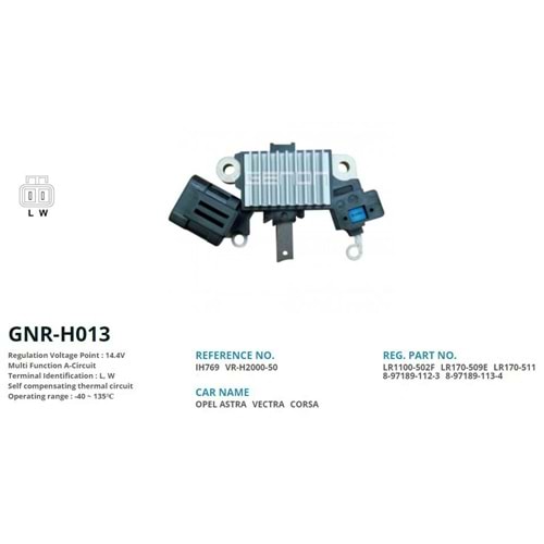 ALTERNATOR KONJEKTOR 12V OPEL COMBO - ASTRA - VECTRA 1.7 D (L, W)