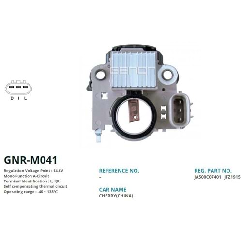 ALTERNATOR KONJEKTOR 12V CHERRY (JHECO) (L, I(R))