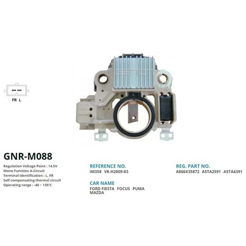 ALTERNATOR KONJEKTOR 12V FORD FIESTA - FOCUS - PUMA / MAZDA (A866X35872 - A5TA2591 - A5TA4391) (L, FR)