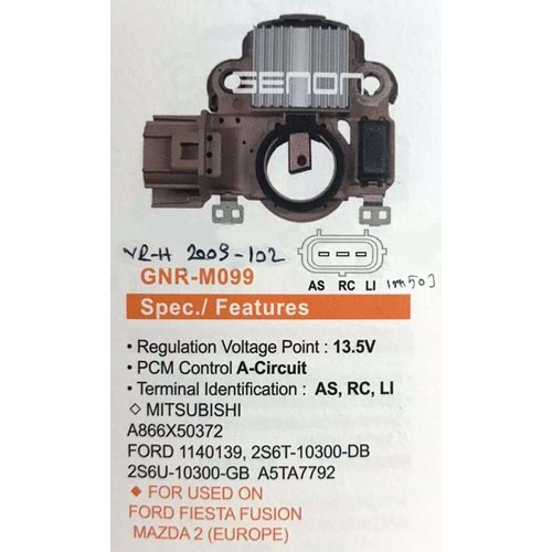 ALTERNATOR KONJEKTOR 12V FORD FIESTA - FUSION / MAZDA 2 (AS, RC, LI)