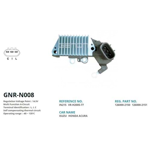 ALTERNATOR KONJEKTOR 12V ISUZU TROOPER 3.2L / HONDA ACURA 63.5mm (L, I, C)