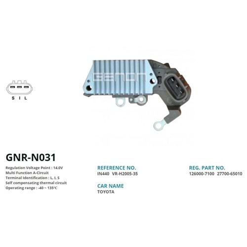 ALTERNATOR KONJEKTOR 12V TOYOTA COROLLA - CORONA - CAMRY - HI-LUX 2.4 TD - HI-ACE - RAV4 (L, I, S)