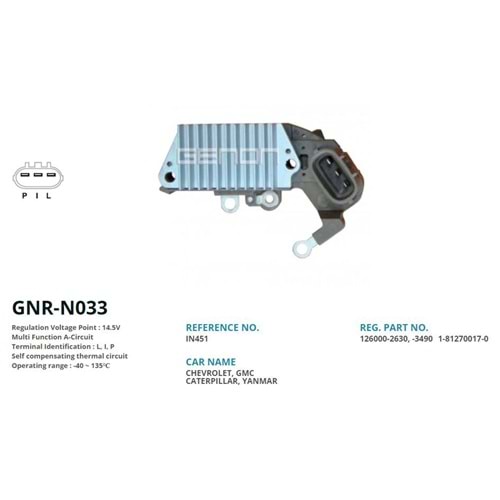 ALTERNATOR KONJEKTOR 12V CATERPILLAR FORKLIFT / ISUZU / CHEVROLET (L, I, P)